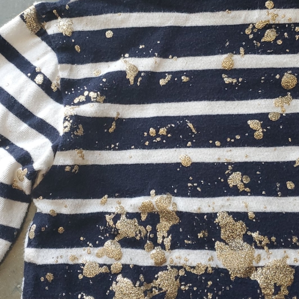 3/$10 Crewcuts Striped Cotton Gold Splattered Top girls size 8 - Picture 2 of 3